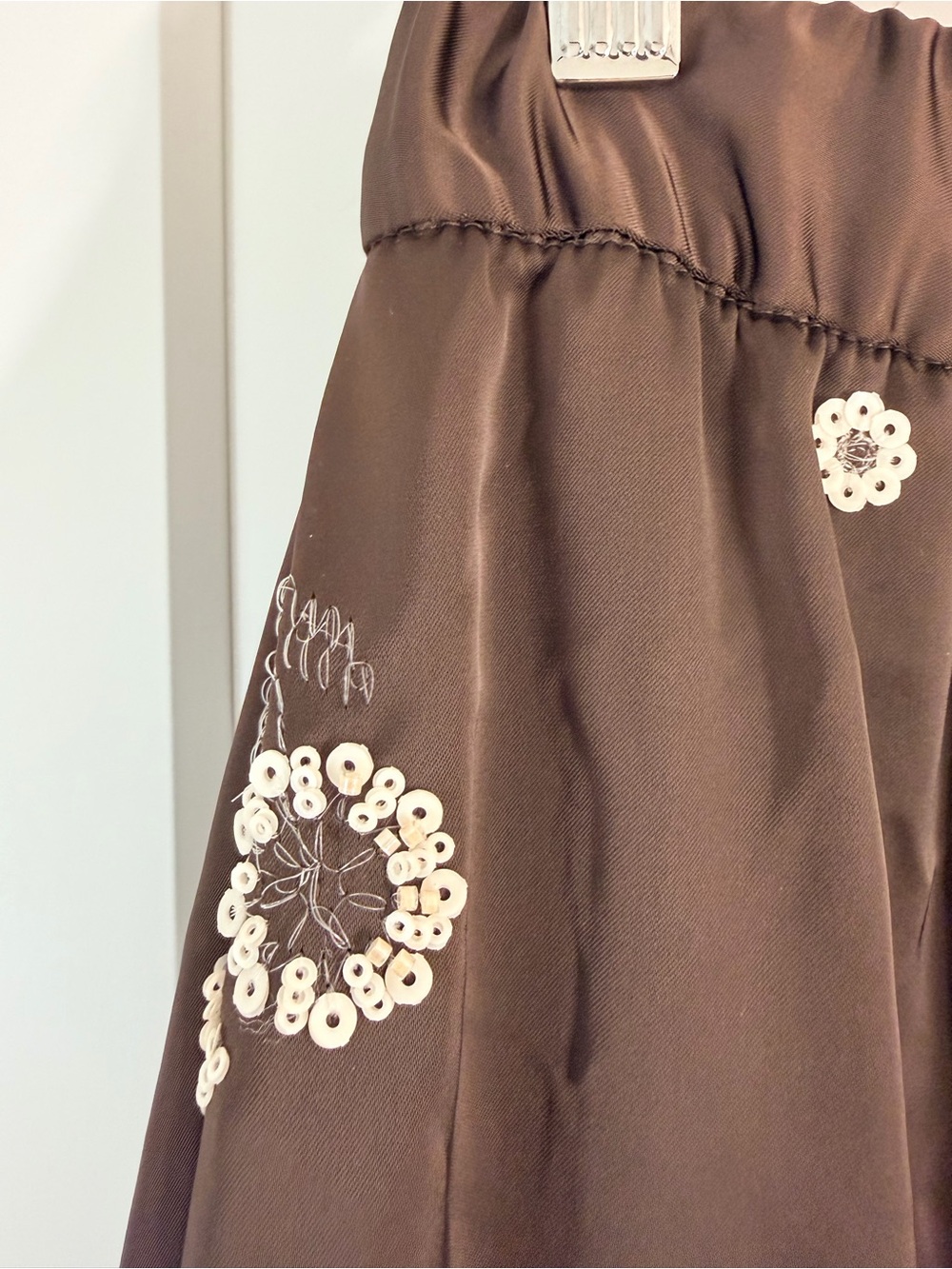 Zara Collection Chocolate Brown Sequin Embroidered Midi Skirt | S - Picture 8 of 10